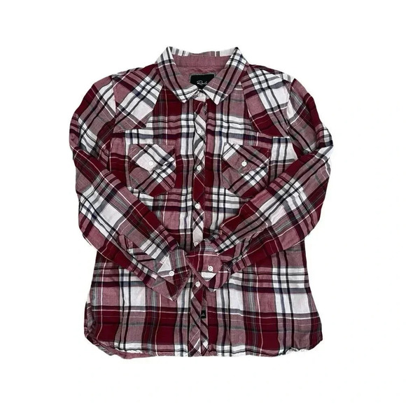 Rails plaid size Medium Red button front long sleeves - Picture 1 of 4
